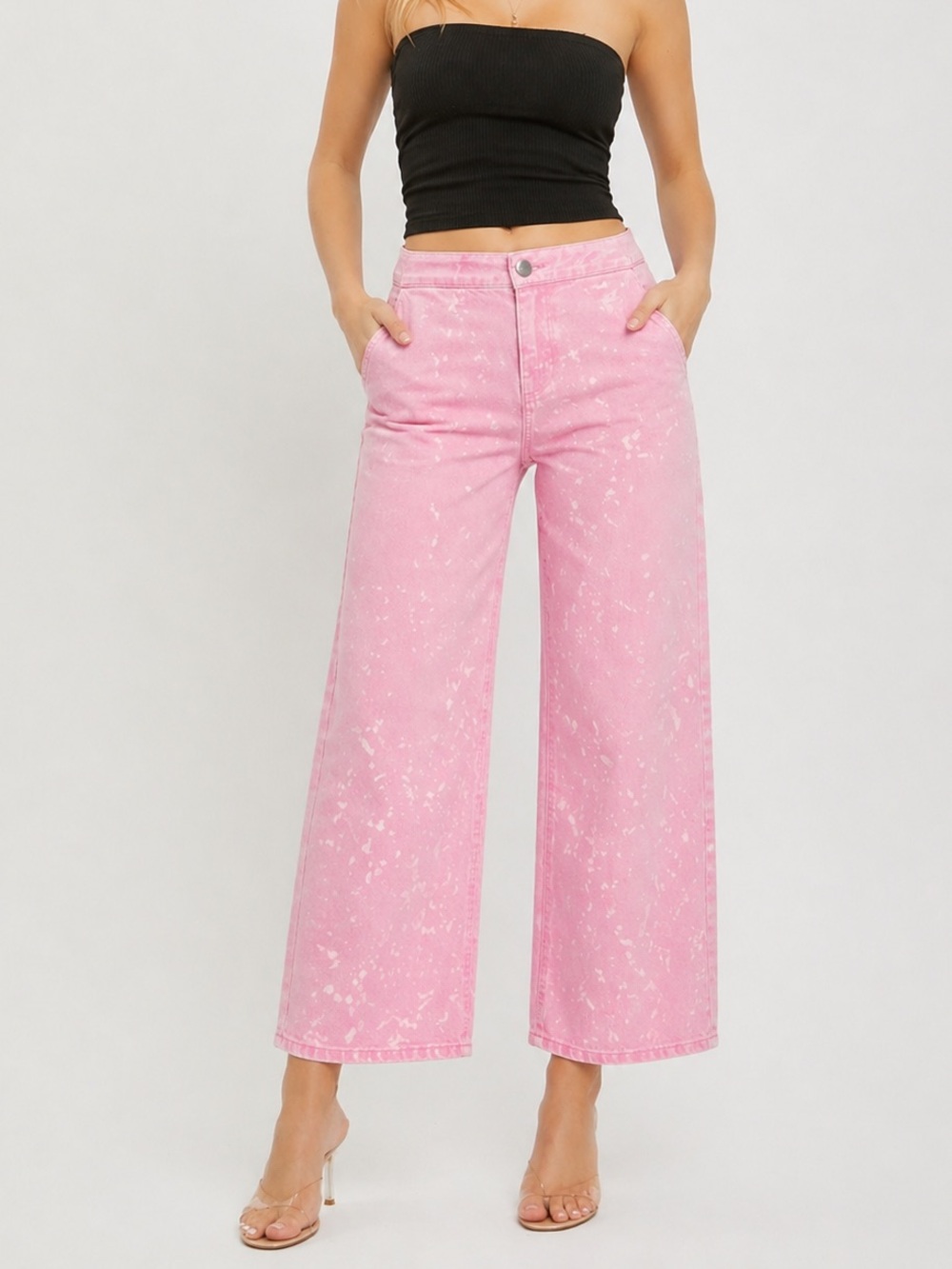 Rachel Comey Pink Wide-Leg Acid Wash Jeans Size 2